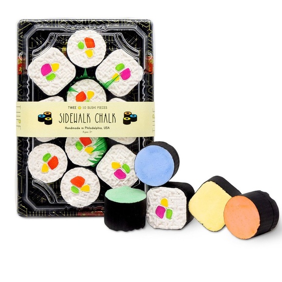 NWT TWEE MULTICOLOR 10 PIECE SUSHI THEME HANDMADE SIDEWALK CHALK - Picture 1 of 3
